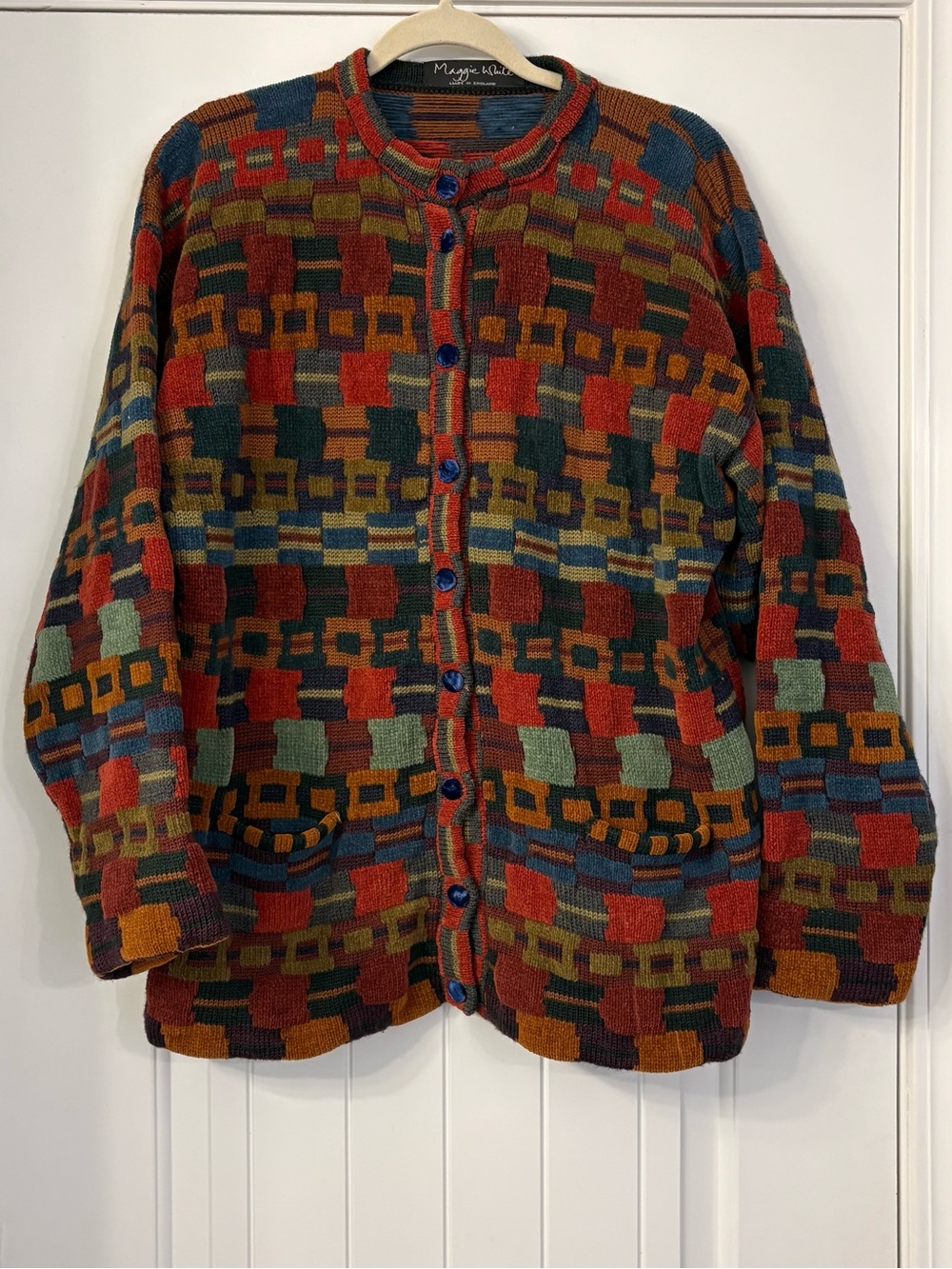 Maggie Whyte Multicolor Geometric Knit Cardigan Sweater